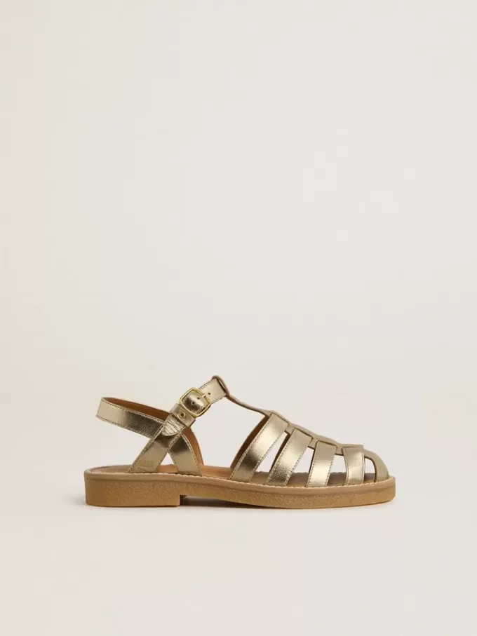 Sandalias Young Maxime en piel metalizada dorada Sandalias Young Maxime en piel metalizada dorada