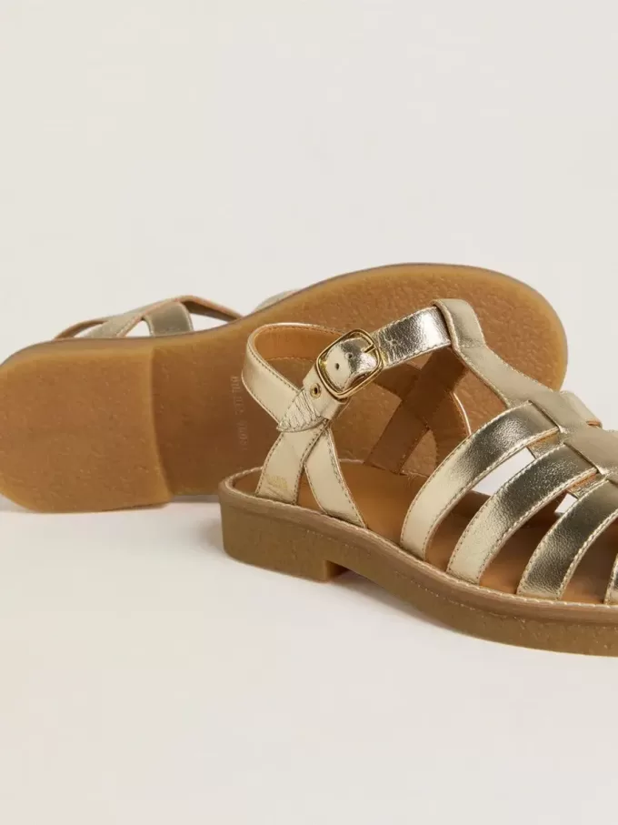 Sandalias Young Maxime en piel metalizada dorada Sandalias Young Maxime en piel metalizada dorada