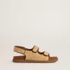 Sandalias Young Noa en rafia beige y piel marrón