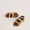 Sandalias Young Noa en rafia beige y piel marrón