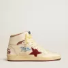 Sky-Star en nailon beige y napa con estrella de ante granate Sky-Star en nailon beige y napa con estrella de ante granate