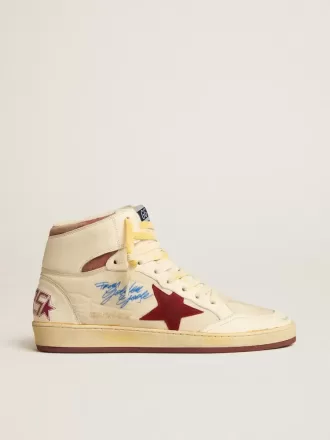 Sky-Star en nailon beige y napa con estrella de ante granate