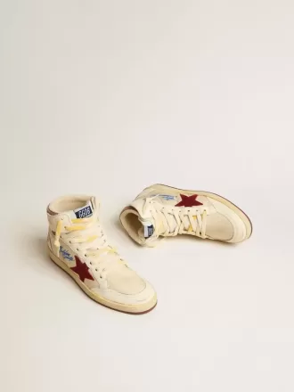 Sky-Star en nailon beige y napa con estrella de ante granate