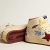 Sky-Star en nailon beige y napa con estrella de ante granate Sky-Star en nailon beige y napa con estrella de ante granate