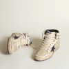 Sky-Star para hombre en nailon y piel de color crema con estrella de ante azul Sky-Star para hombre en nailon y piel de color crema con estrella de ante azul