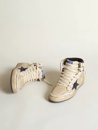 Sky-Star para hombre en nailon y piel de color crema con estrella de ante azul