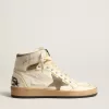 Sky-Star para hombre en piel napa blanca con estrella de ante gris paloma Sky-Star para hombre en piel napa blanca con estrella de ante gris paloma