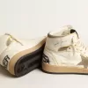 Sky-Star para mujer en piel napa blanca con estrella de ante gris paloma Sky-Star para mujer en piel napa blanca con estrella de ante gris paloma