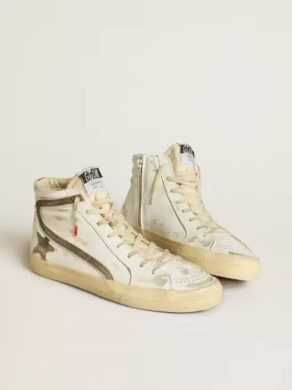 Slide LAB para hombre en piel blanca con estrella y flash en ante marrón