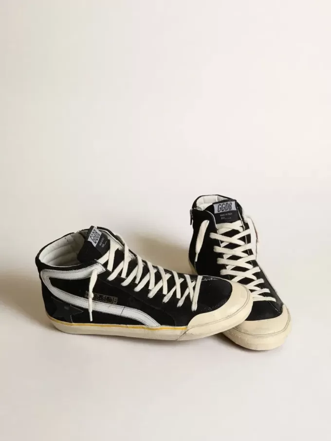 Slide Penstar para hombre en ante negro con estrella negra y destello blanco Slide Penstar para hombre en ante negro con estrella negra y destello blanco