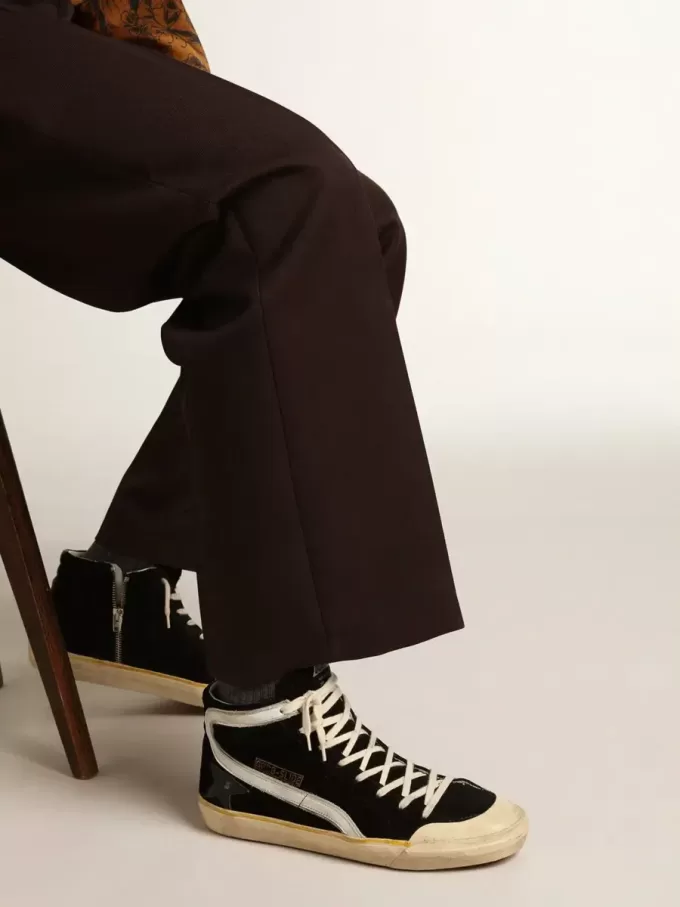 Slide Penstar para hombre en ante negro con estrella negra y destello blanco Slide Penstar para hombre en ante negro con estrella negra y destello blanco