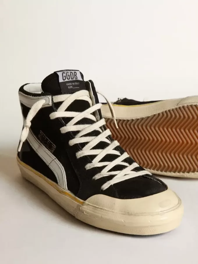 Slide Penstar para hombre en ante negro con estrella negra y destello blanco Slide Penstar para hombre en ante negro con estrella negra y destello blanco