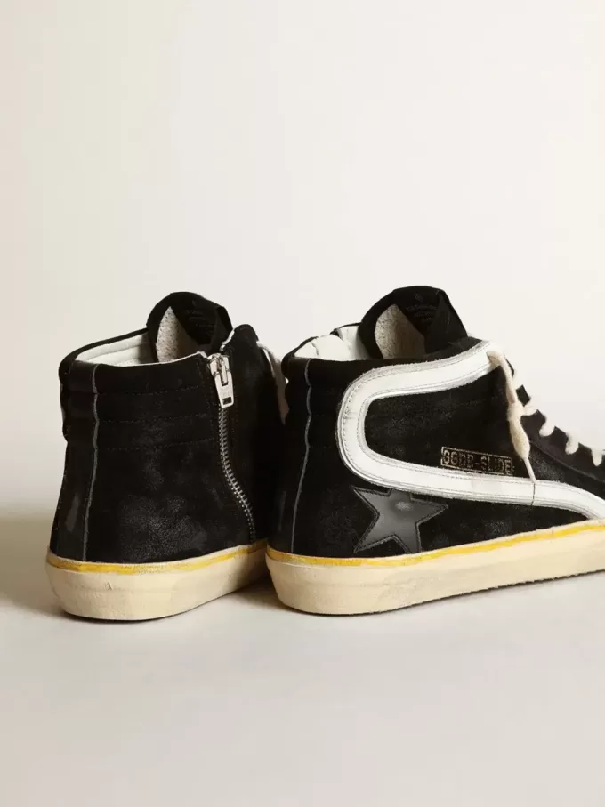 Slide Penstar para hombre en ante negro con estrella negra y destello blanco Slide Penstar para hombre en ante negro con estrella negra y destello blanco