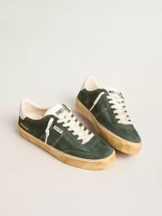Soul Star en ante verde con lengüeta del talón en piel blanco lechoso