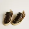 Soul Star en piel de potro con estampado de leopardo, con lengüeta e inserciones en el talón de piel napa negra