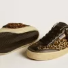 Soul Star en piel de potro con estampado de leopardo, con lengüeta e inserciones en el talón de piel napa negra