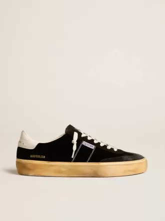 Soul Star en terciopelo negro con lengüeta del talón en cuero blanco