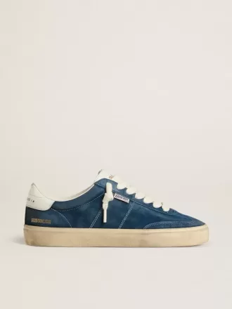 Soul Star para hombre en ante azul con lengüeta de cuero blanco en el talón