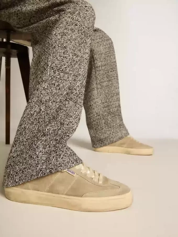 Soul Star para hombre en ante gris paloma con lengüeta y talón de cuero blanco