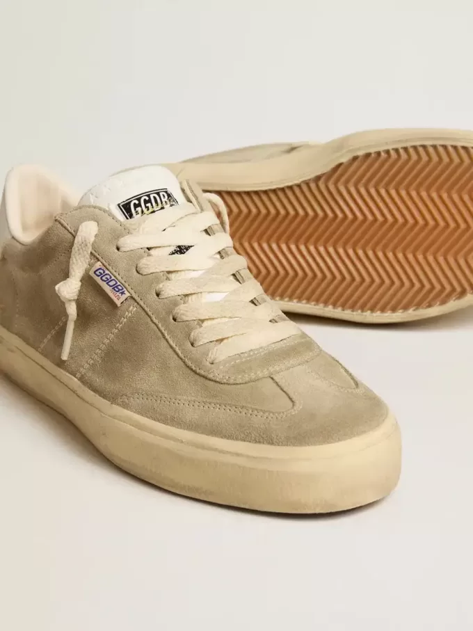 Soul Star para hombre en ante gris paloma con lengüeta y talón de cuero blanco
