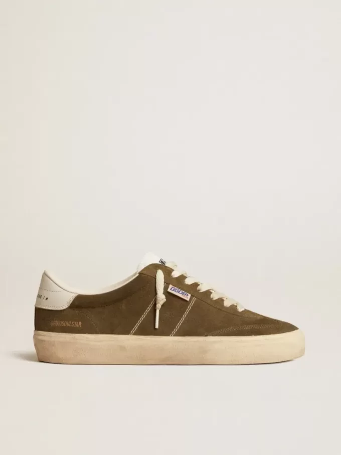 Soul Star para hombre en ante verde con lengüeta y talón de cuero blanco Soul Star para hombre en ante verde con lengüeta y talón de cuero blanco