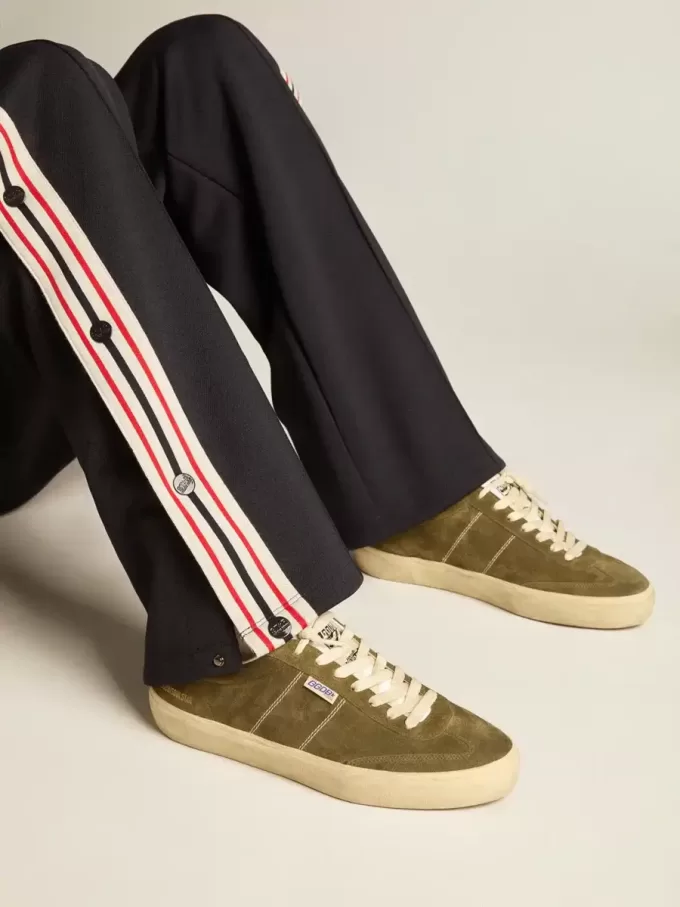 Soul Star para hombre en ante verde con lengüeta y talón de cuero blanco Soul Star para hombre en ante verde con lengüeta y talón de cuero blanco