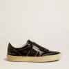 Soul Star para hombre en charol negro con lengüeta de cuero negro en el talón