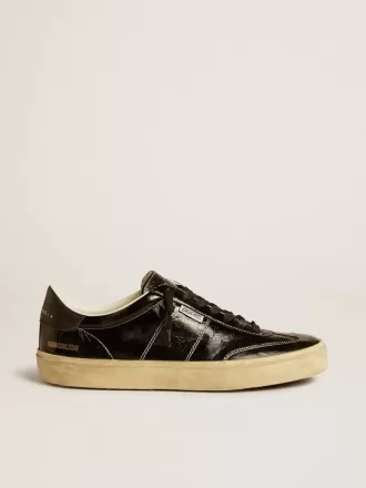 Soul Star para hombre en charol negro con lengüeta de cuero negro en el talón