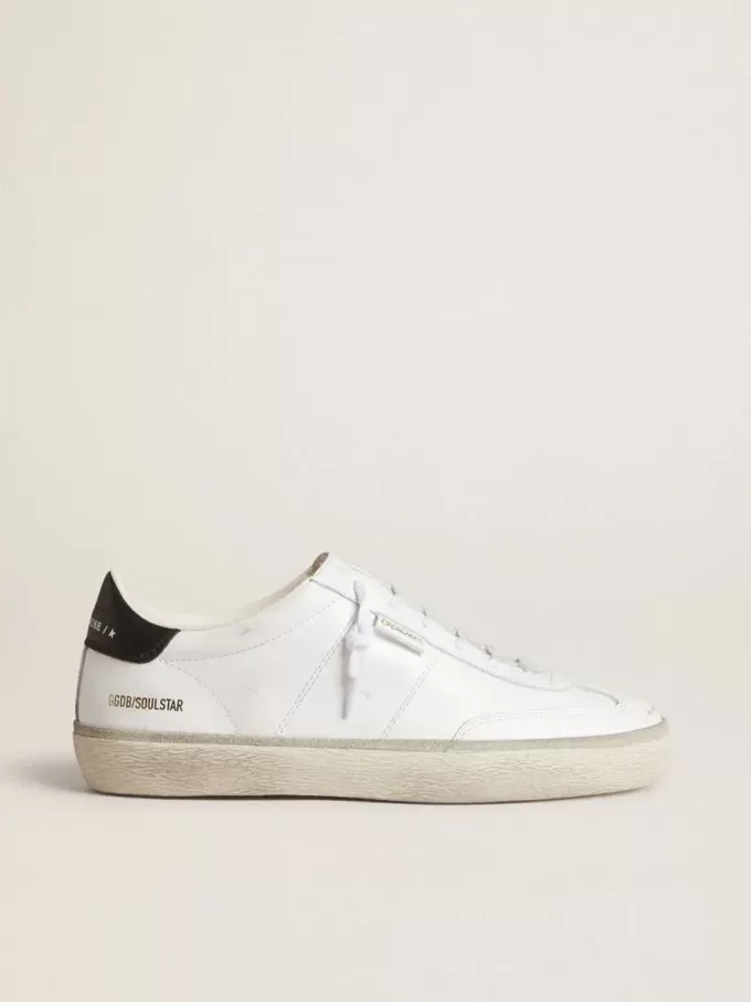 Soul Star para hombre en piel blanca con lengüeta trasera en piel negra Soul Star para hombre en piel blanca con lengüeta trasera en piel negra
