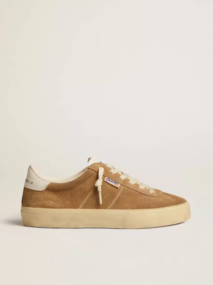 Soul Star para mujer en ante color camel con lengüeta y talón de cuero blanco