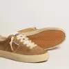 Soul Star para mujer en ante color camel con lengüeta y talón de cuero blanco