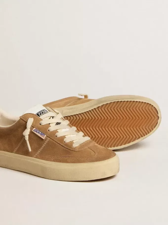 Soul Star para mujer en ante color camel con lengüeta y talón de cuero blanco