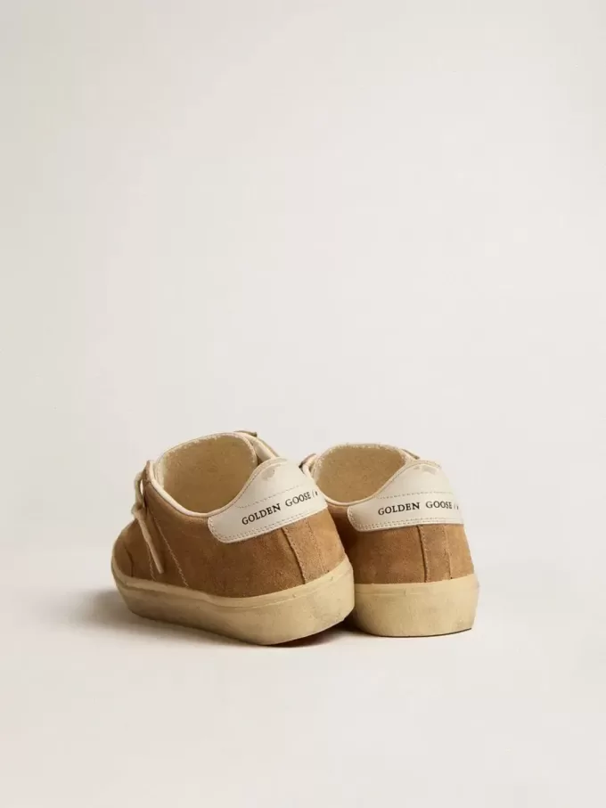 Soul Star para mujer en ante color camel con lengüeta y talón de cuero blanco
