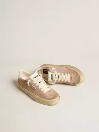 Soul Star para mujer en ante rosa con lengüeta del talón en piel blanco lechoso