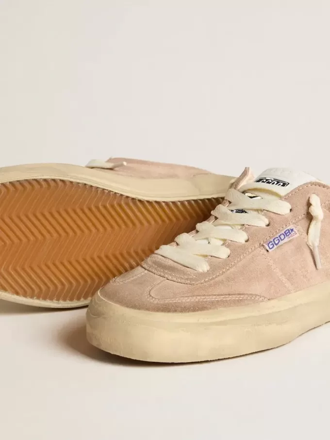 Soul Star para mujer en ante rosa con lengüeta del talón en piel blanco lechoso Soul Star para mujer en ante rosa con lengüeta del talón en piel blanco lechoso