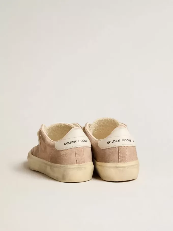 Soul Star para mujer en ante rosa con lengüeta del talón en piel blanco lechoso Soul Star para mujer en ante rosa con lengüeta del talón en piel blanco lechoso