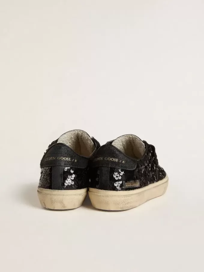 Soul Star para mujer en lentejuelas negras con lengüeta del talón en ante negro Soul Star para mujer en lentejuelas negras con lengüeta del talón en ante negro