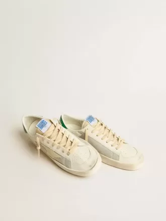 Stardan en piel napa blanca con estrella de piel color crema