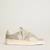 Stardan en piel napa gris y malla blanca con estrella de piel gris