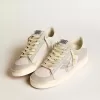 Stardan en piel napa gris y malla blanca con estrella de piel gris