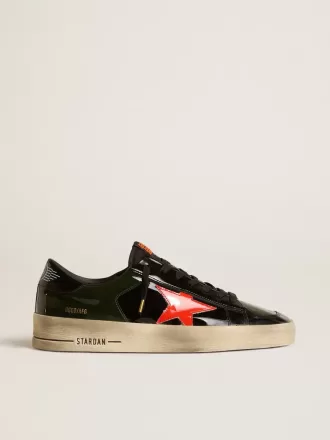 Stardan LAB para hombre en charol negro y verde con estrella naranja