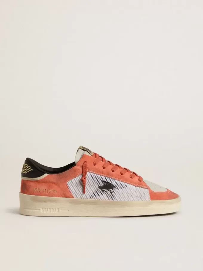 Stardan LTD en ante color coral y malla con estrella de cuero negro