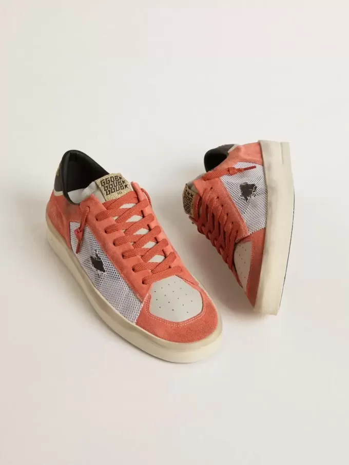Stardan LTD en ante color coral y malla con estrella de cuero negro
