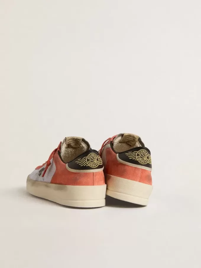 Stardan LTD en ante color coral y malla con estrella de cuero negro