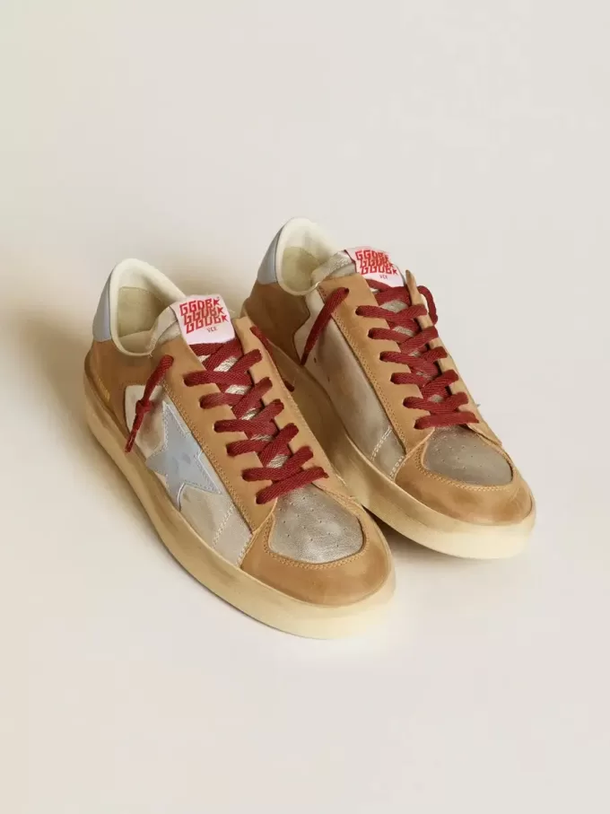 Stardan LTD plateadas para hombre con estrella de piel azul claro e inserciones de nubuck