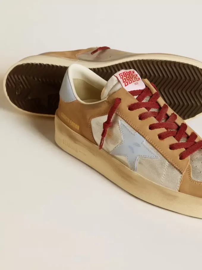 Stardan LTD plateadas para hombre con estrella de piel azul claro e inserciones de nubuck