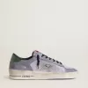 Stardan para hombre en ante azul claro con estrella y lengüeta en el talón de cuero verde