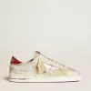 Stardan para hombre en nubuck y piel craquelada con estrella de piel metalizada plateada
