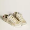 Stardan para hombre en nubuck y piel craquelada con estrella de piel metalizada plateada