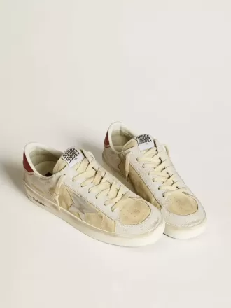 Stardan para hombre en nubuck y piel craquelada con estrella de piel metalizada plateada